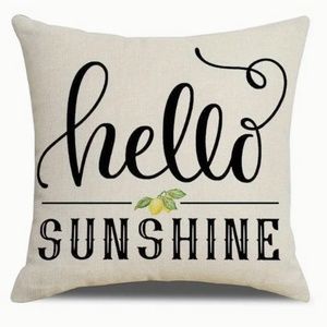 NEW "HELLO SUNSHINE" LEMONS LINEN DECORATIVE HOME DECOR PILLOW COVER 17.7"